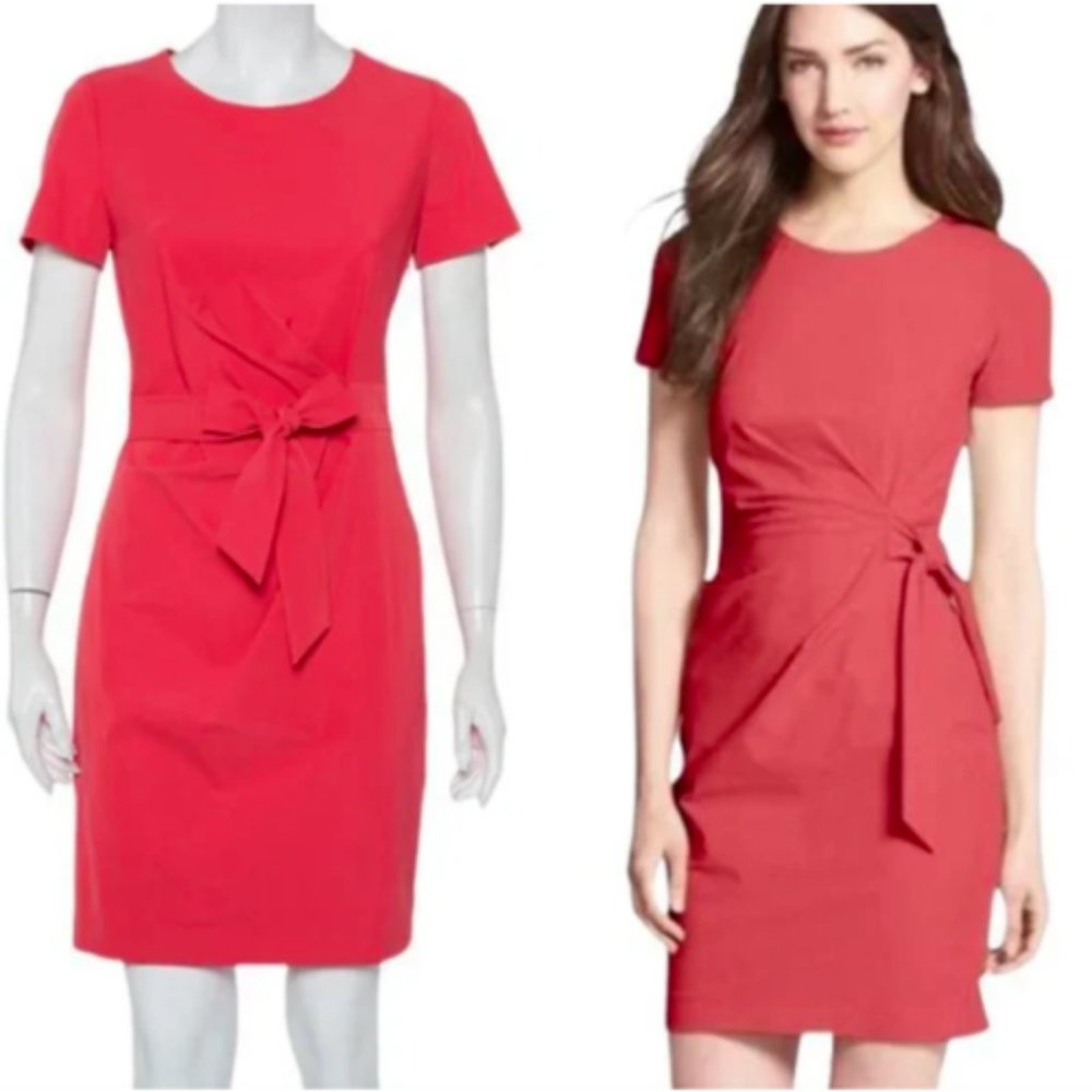 Diane von Furstenberg DVF Women's Zoe Faux Wrap Dress Short Sleeve Coral Sz 8